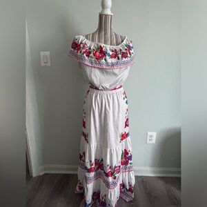 Two piece floral top and skirt